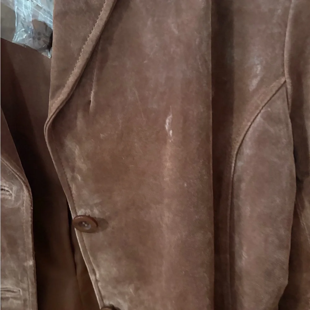 Metro Style Brown Vintage Suede Leather coat S14 - Picture 2 of 4